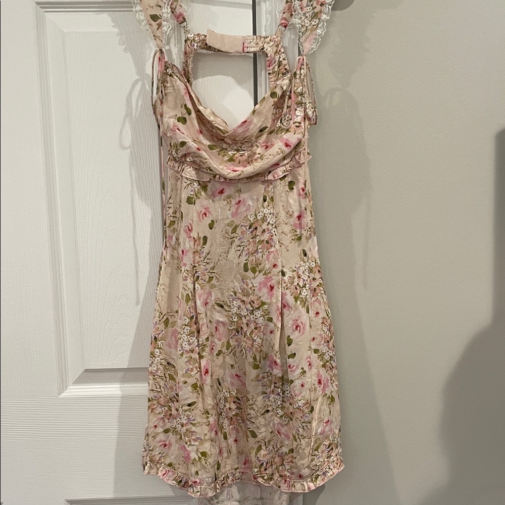 For Love & Lemons Holland Mini Dress Pink Floral Slip Chemise- Size Small NWT